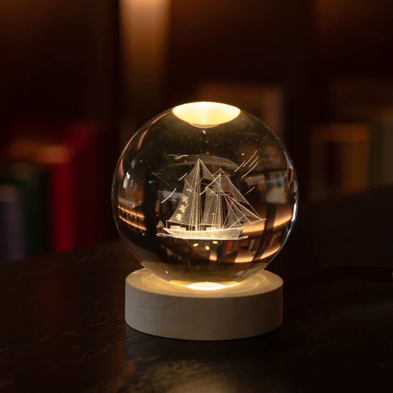 Lampara Esfera De Cristal 3D - W.S